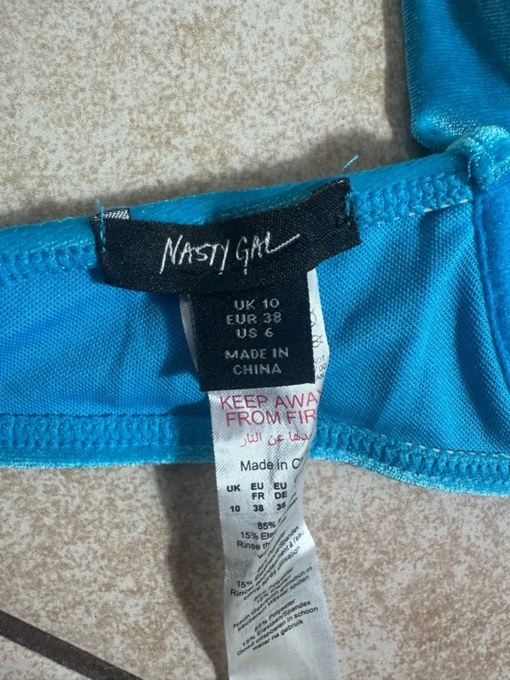 Nasty Gal Turquoise Velvet Bikini Top